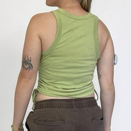 SO Lime Green Ruched Side Tie Tank Top