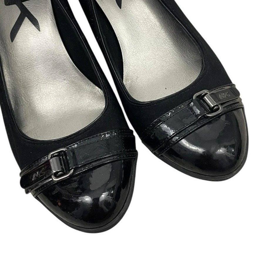 Anne Klein Sport Black Wedge Buckle Toe Heels