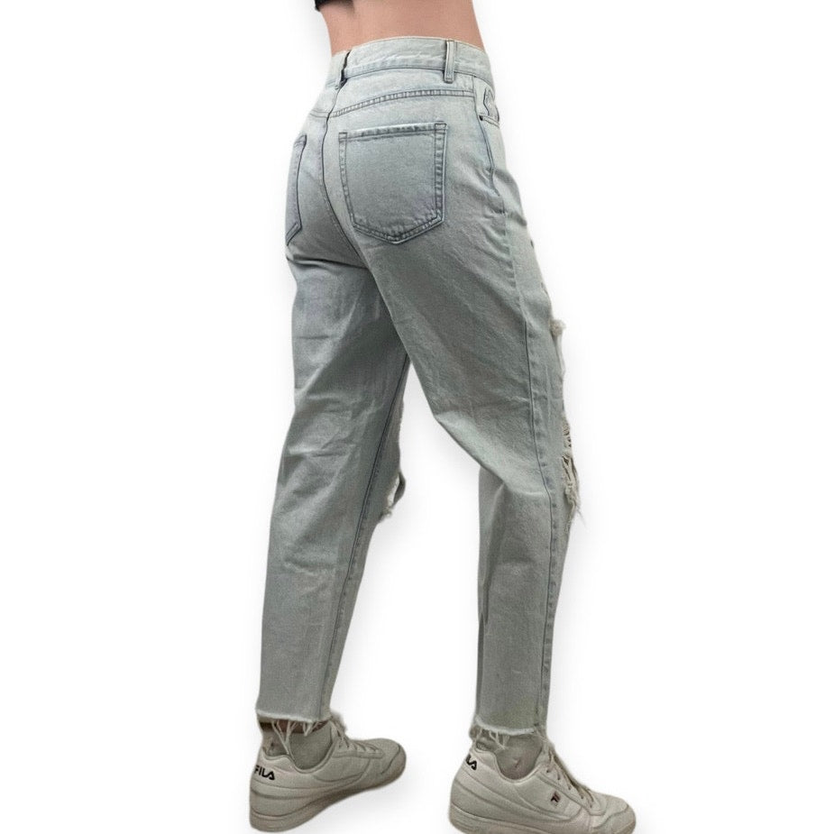 Pacsun Light Wash High Rise Straight Leg Distressed Jeans