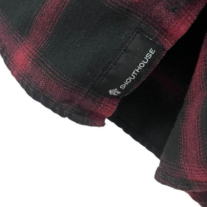 Shouthouse Mens Red & Black Plaid Long Sleeve Button Down Flannel Shirt