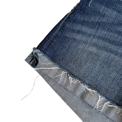 Kancan Dark Wash Distressed High Rise Mini Jean Shorts