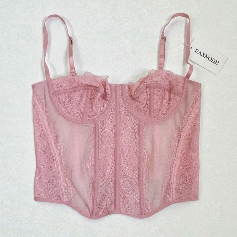 NWT Raxnode Pink Lace Corset Top