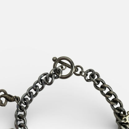 Chunky Silver Chain Charm Bracelet