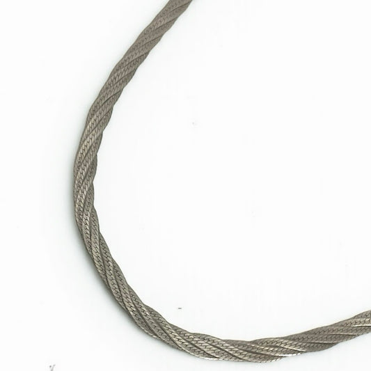 Vintage Silver Thin Braided Chain Necklace