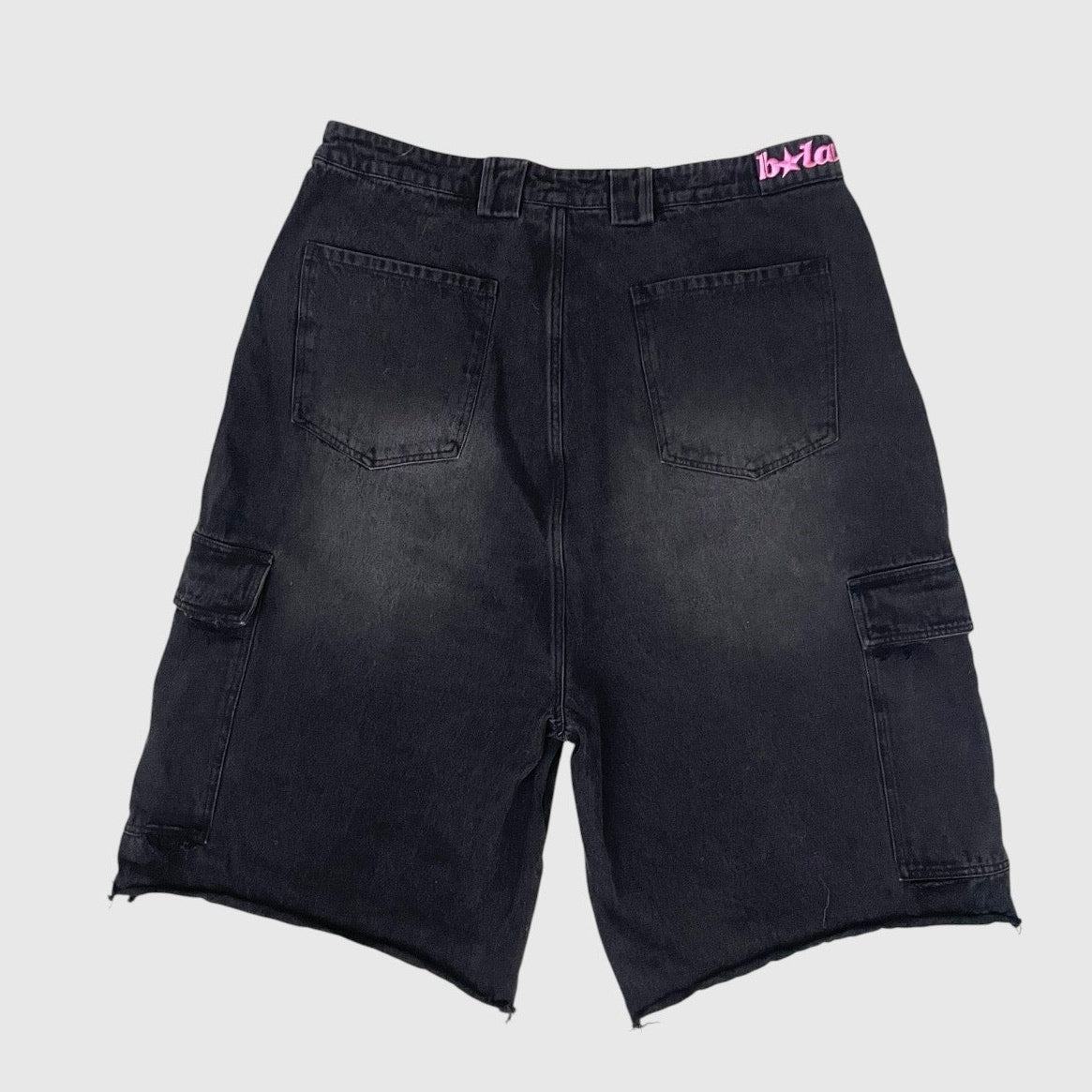 BELACARTES Mens Black Denim Cargo Shorts