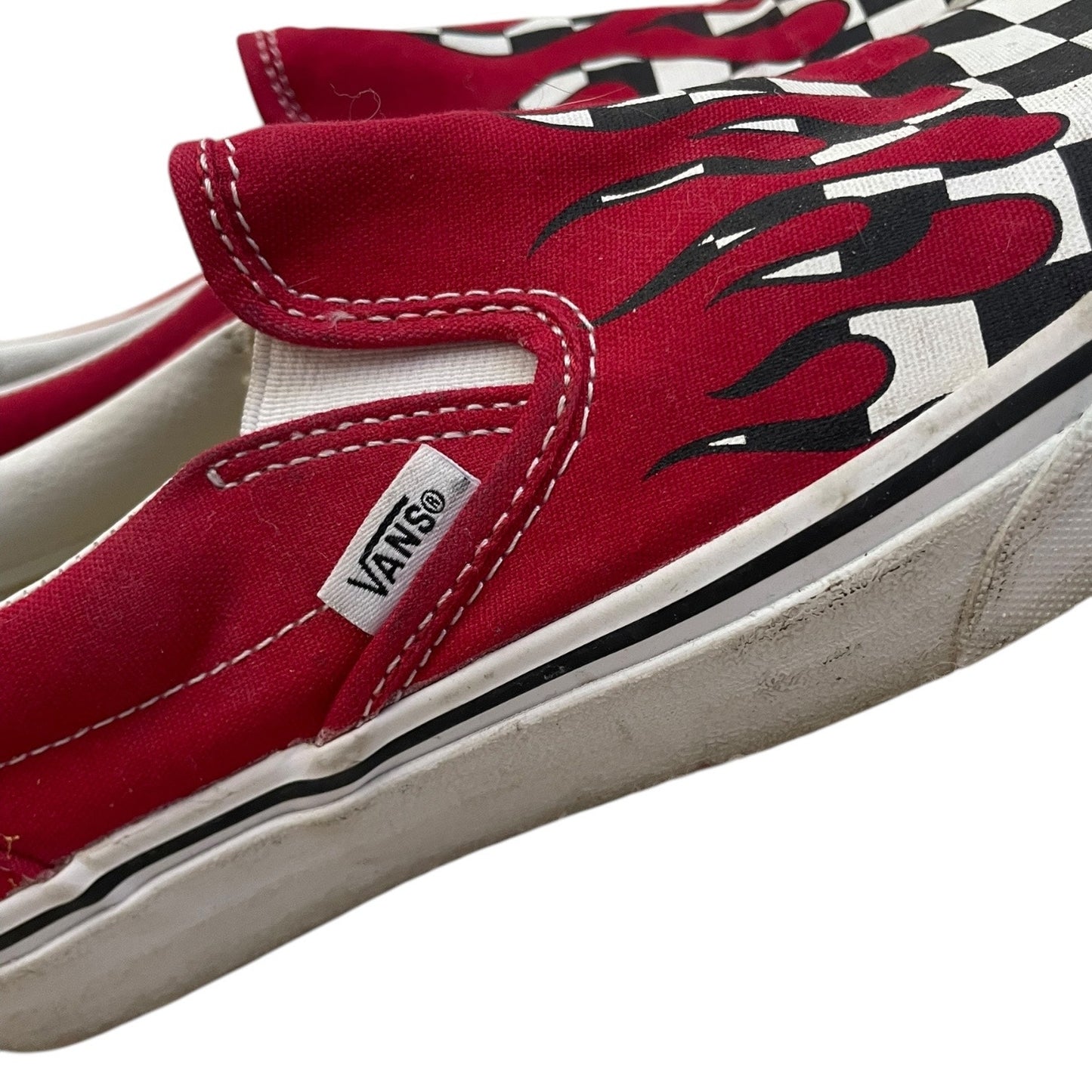 Vans Red Blood Drip B&W Checkered Canvas Slip On Sneakers