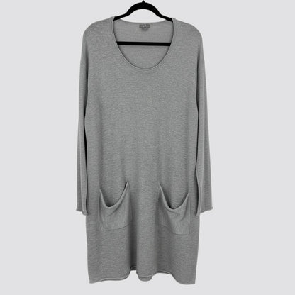 J. Jill Grey Knit Scoop Neck Long Sweater