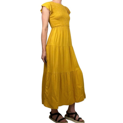 Zesica Yellow Ruched A-Line Maxi Dress