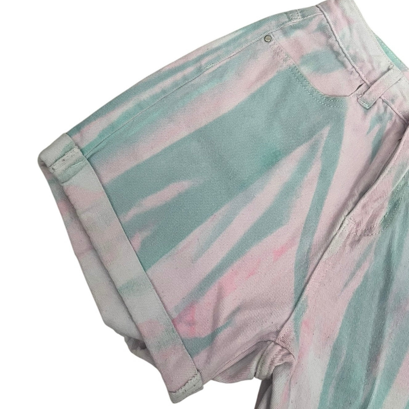 SHEIN Pink & Blue Tie Dye High Rise Denim Mini Shorts