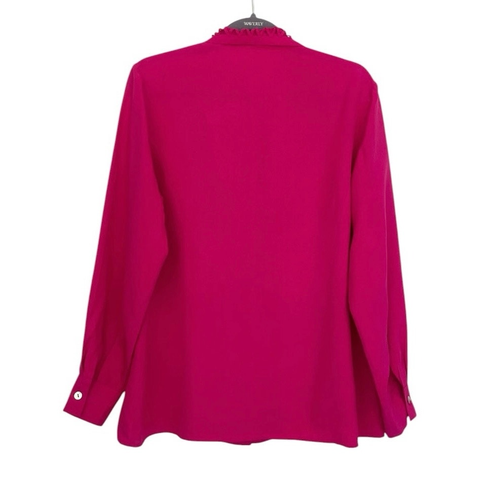 Vintage Pink Geometric Cutout Button Down Long Sleeve Blouse