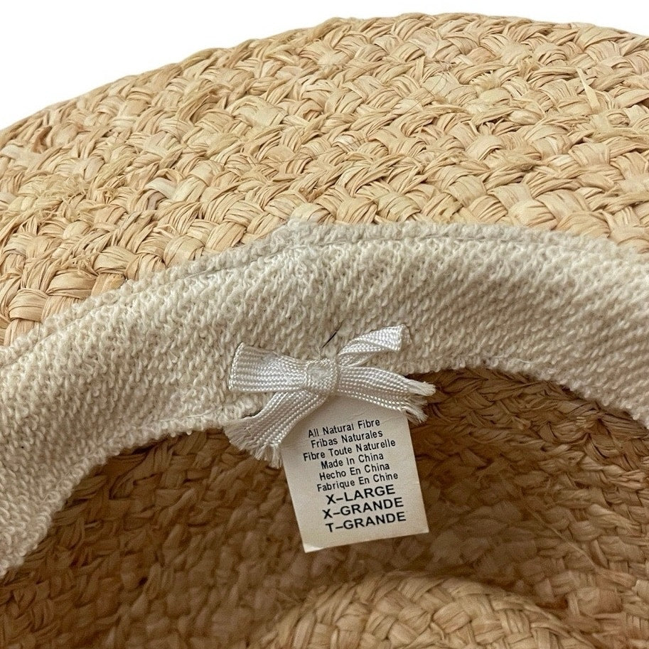 Natural Woven Straw Black Band Boater Wide Brim Sun Hat