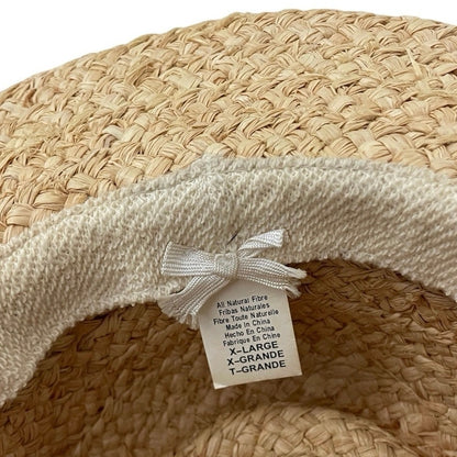 Natural Woven Straw Black Band Boater Wide Brim Sun Hat
