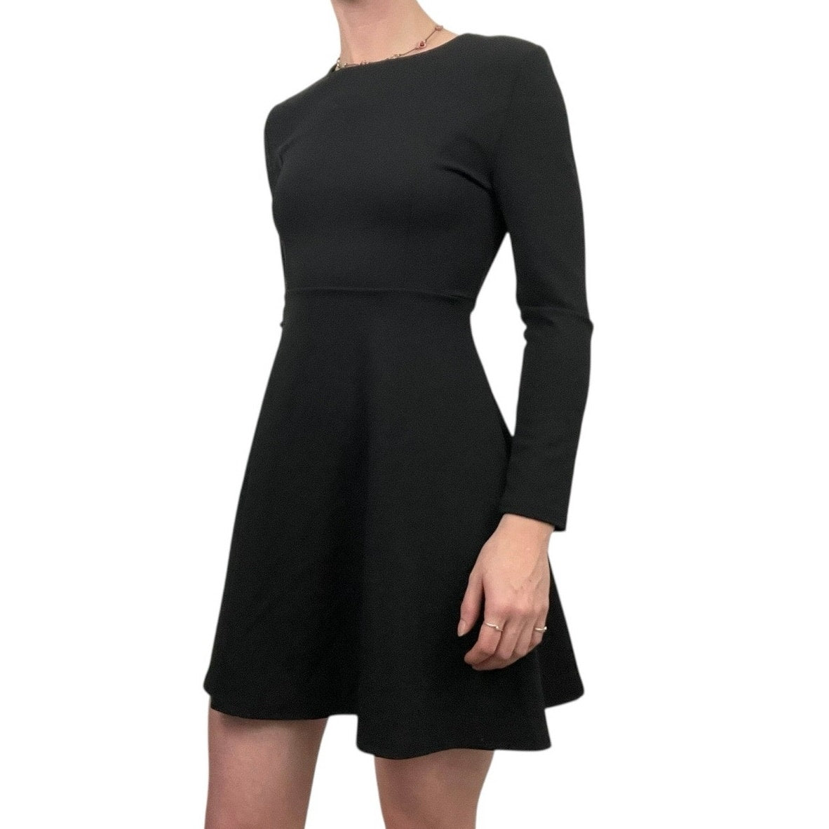 Jusfitsu Black Long Sleeve A-Line Mini Dress