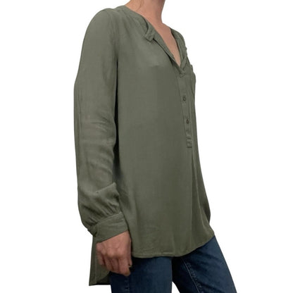 Free People Green Long Sleeve Billowy Blouse