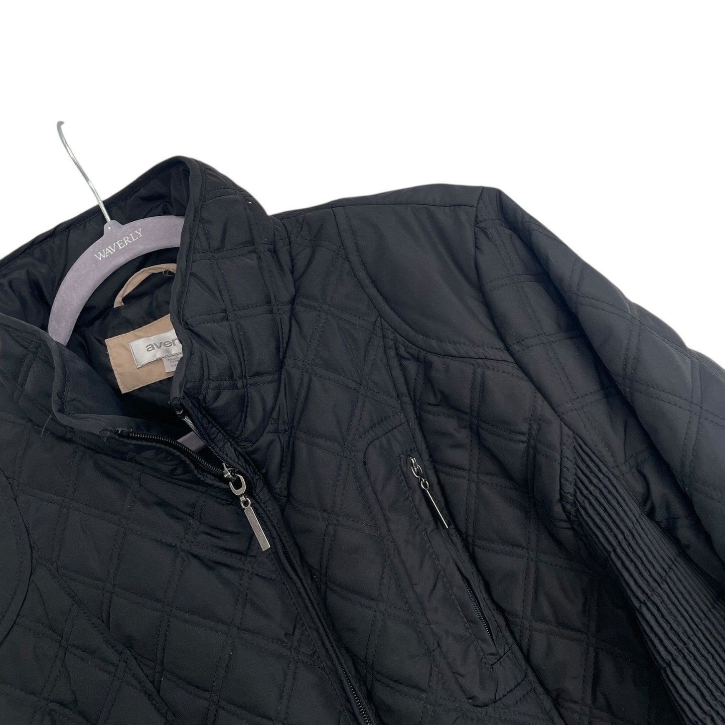 Avenue Black Zip Up Puffer Fitted Winter Coat