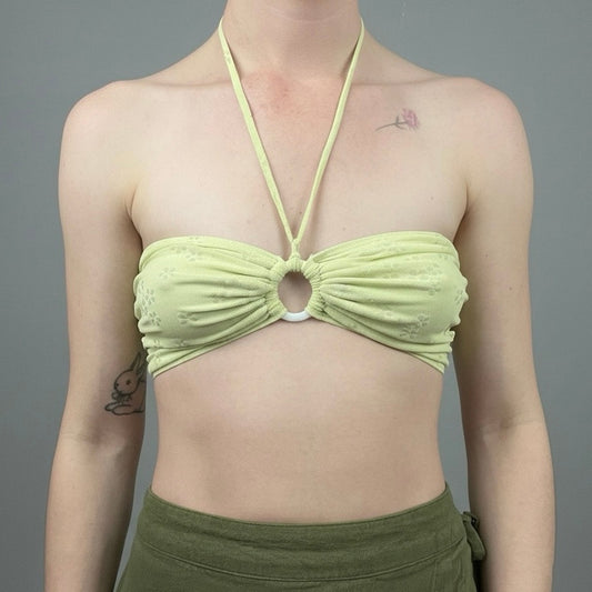Lucy In The Sky Yellow Floral Halter Neck Bandeau O-Ring Top