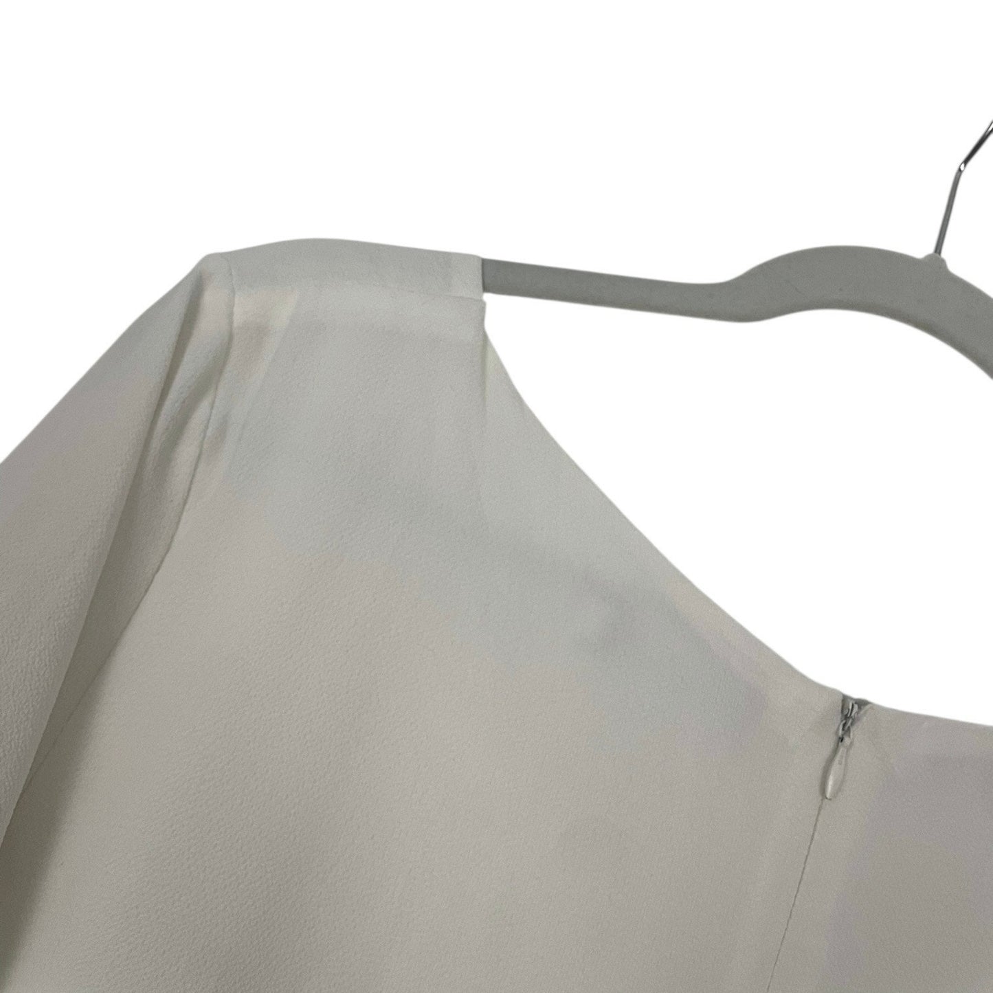 Belongsci Vintage Sheer White Bell Sleeve V-Neck Mini Dress