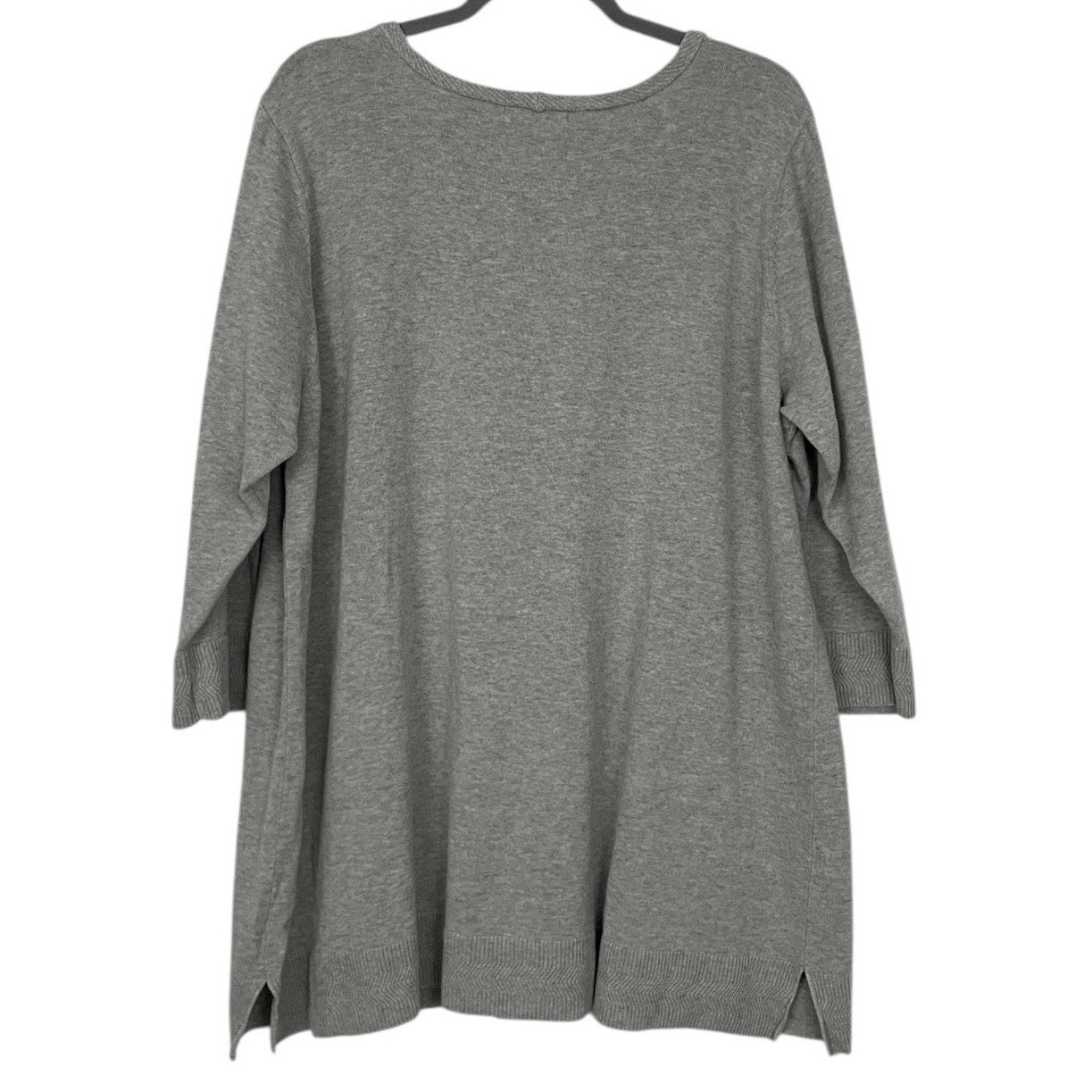 Jeanne Pierre Grey Cropped Sleeve Crewneck Sweater
