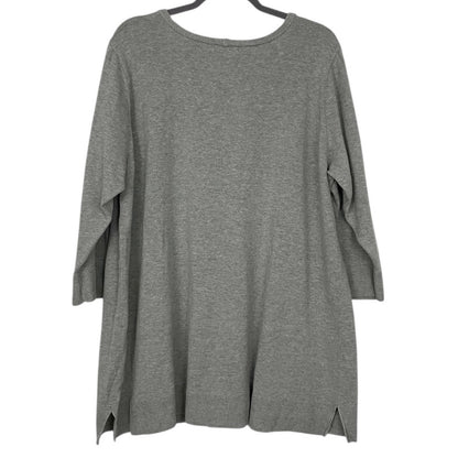 Jeanne Pierre Grey Cropped Sleeve Crewneck Sweater