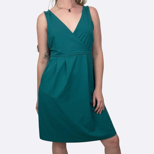 Eddie Bauer Teal Active A-Line V-Neck Mini Dress