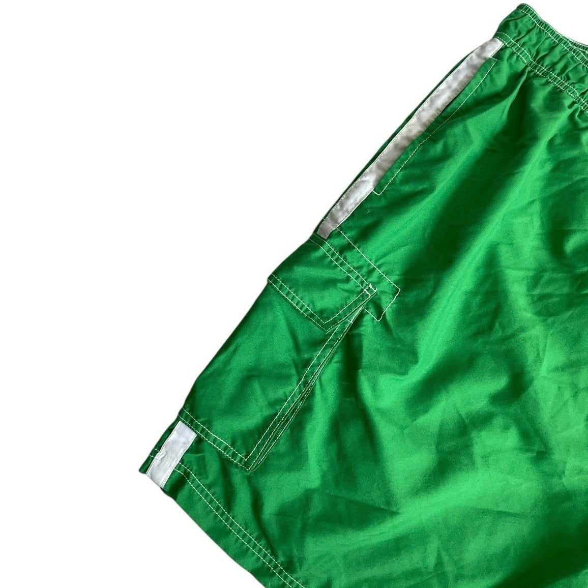 Kanu Surf Mens Green & White Stripe Swim Trunks