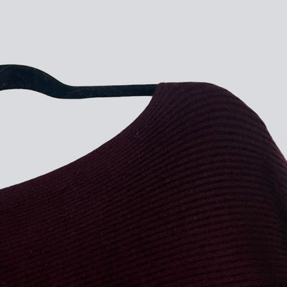 Philosophy Burgundy Ribbed Knit Scoop Neck Sweater