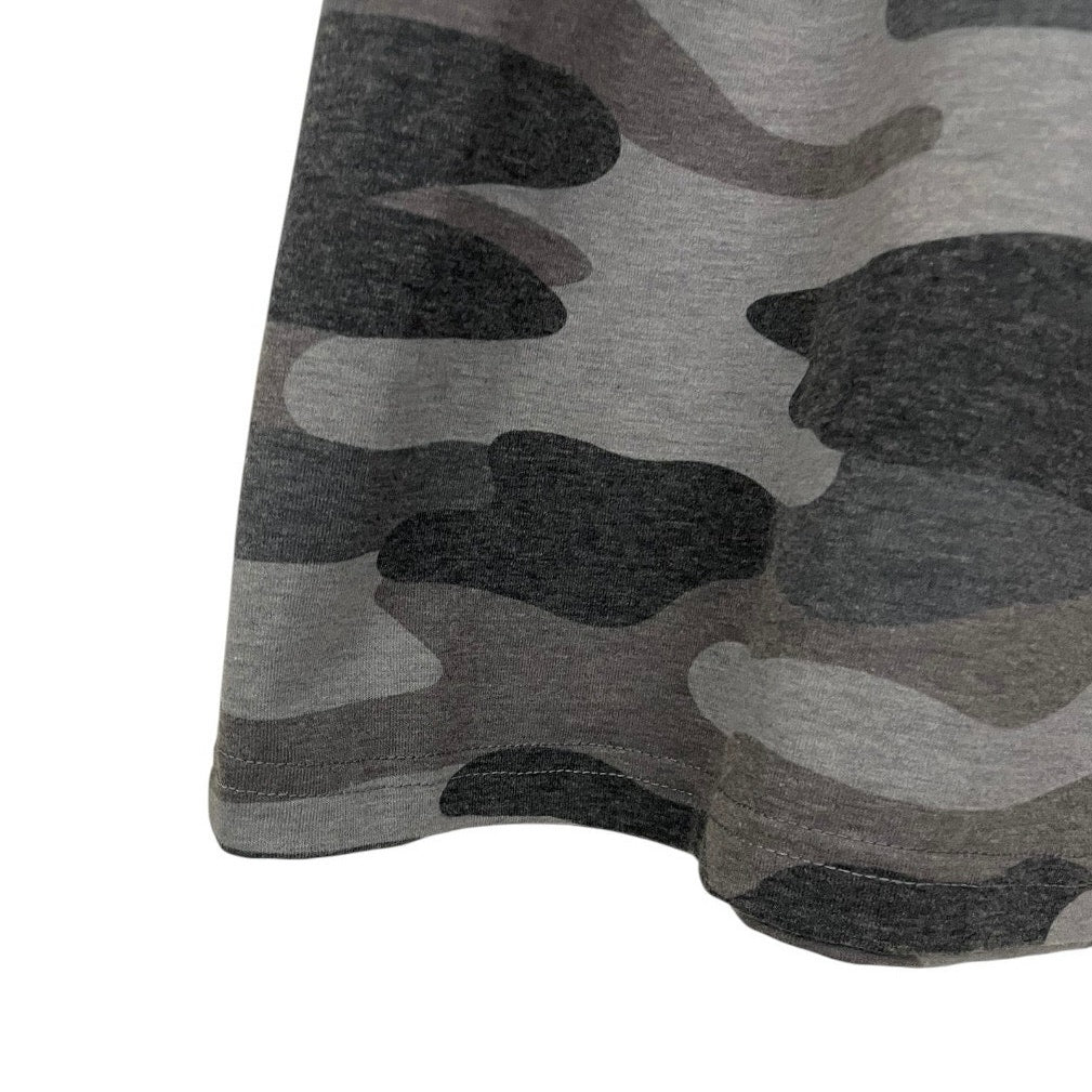 Grey Camouflage Print Tiered Flutter Sleeve T-Shirt Mini Dress