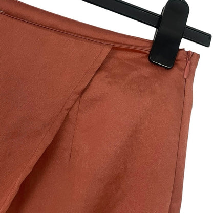 HYFVE Silky Copper Asymmetrical Midi Skirt