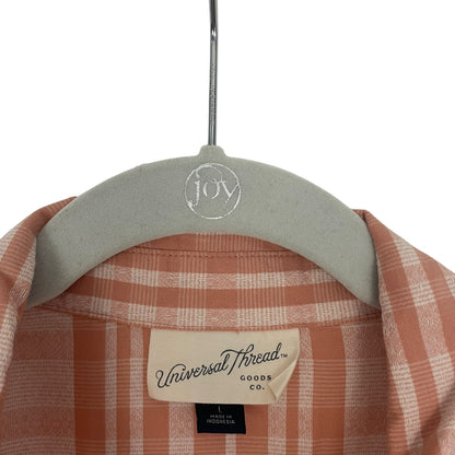 Universal Thread Orange Plaid Button Down Short Sleeve Blouse