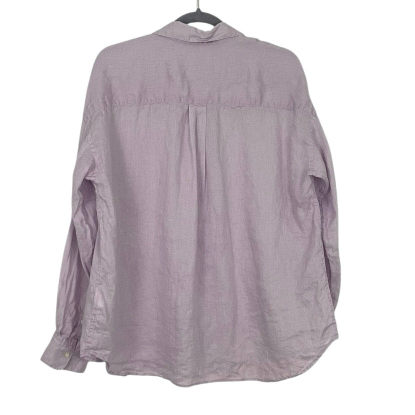 Uniqlo Light Purple Long Sleeve Button Down Linen Blouse