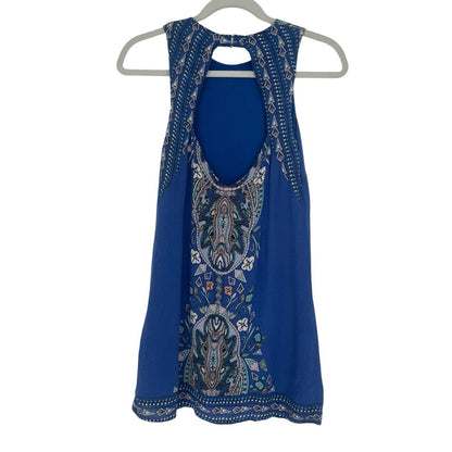 Ecote Blue Boho Open Back Mini Dress
