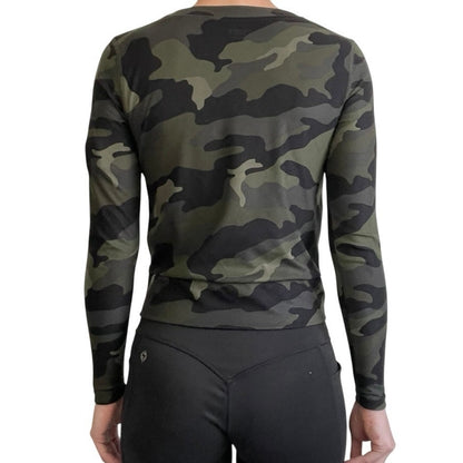 Old Navy Active Breathe On Green Camouflage Long Sleeve Faux Wrap Top