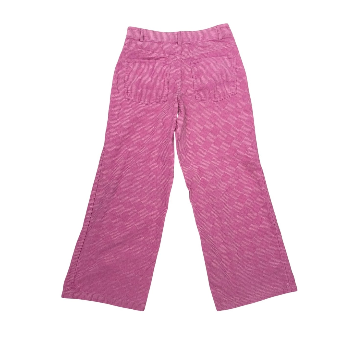 Forever 21 Pink Checkered Corduroy High Rise Wide Leg Pants
