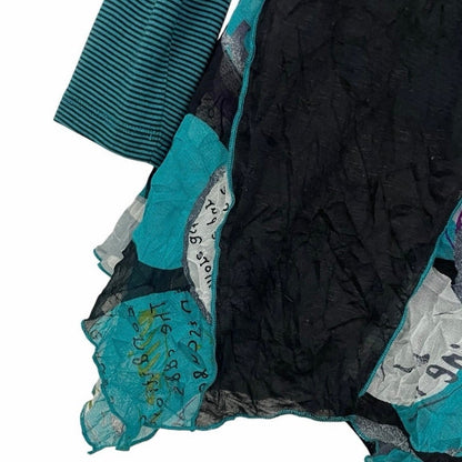Bali Black & Turquoise Patchwork Layered Tunic Top | Small