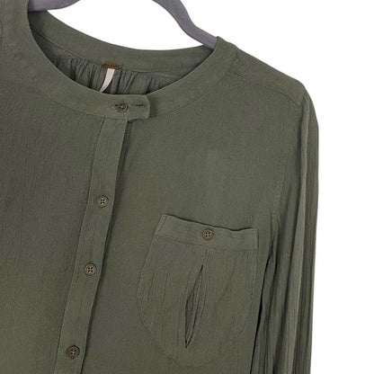 Free People Green Long Sleeve Billowy Blouse