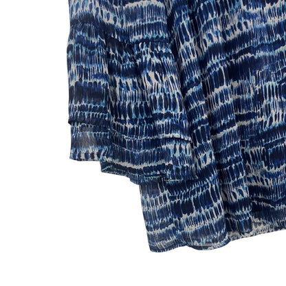 Apt. 9 Blue & White Sheer Long Bell Sleeve Blouse