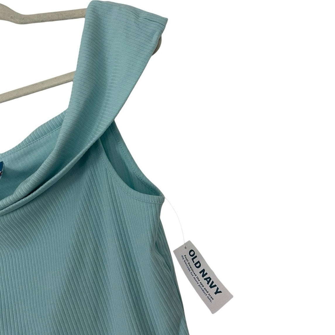 NWT Old Navy Blue Off the Shoulder Foldover Ribbed Blouse