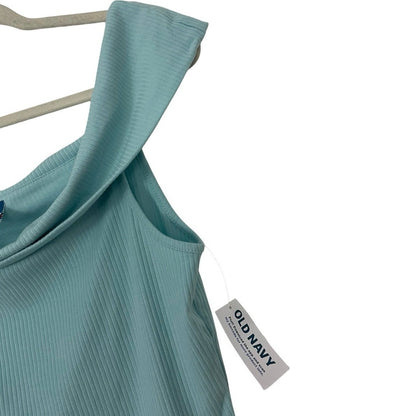 NWT Old Navy Blue Off the Shoulder Foldover Ribbed Blouse