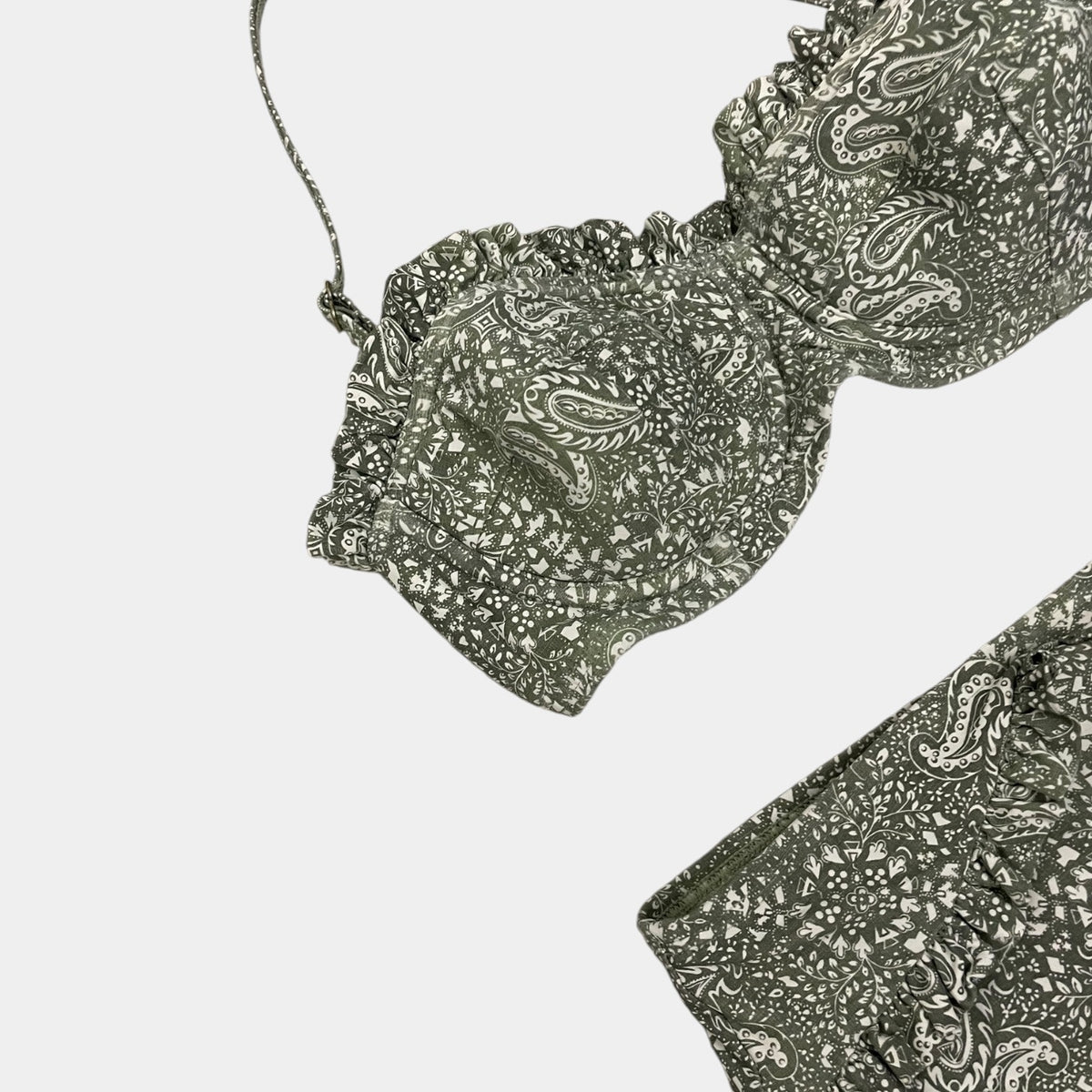 MICHAEL Michael Kors Green Paisley Ruffle Trim Bikini