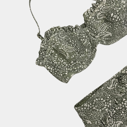 MICHAEL Michael Kors Green Paisley Ruffle Trim Bikini