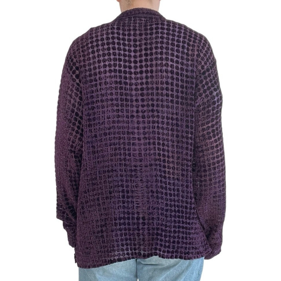 Coldwater Creek Vintage Purple Sheer Polka Dot Button Down Cardigan