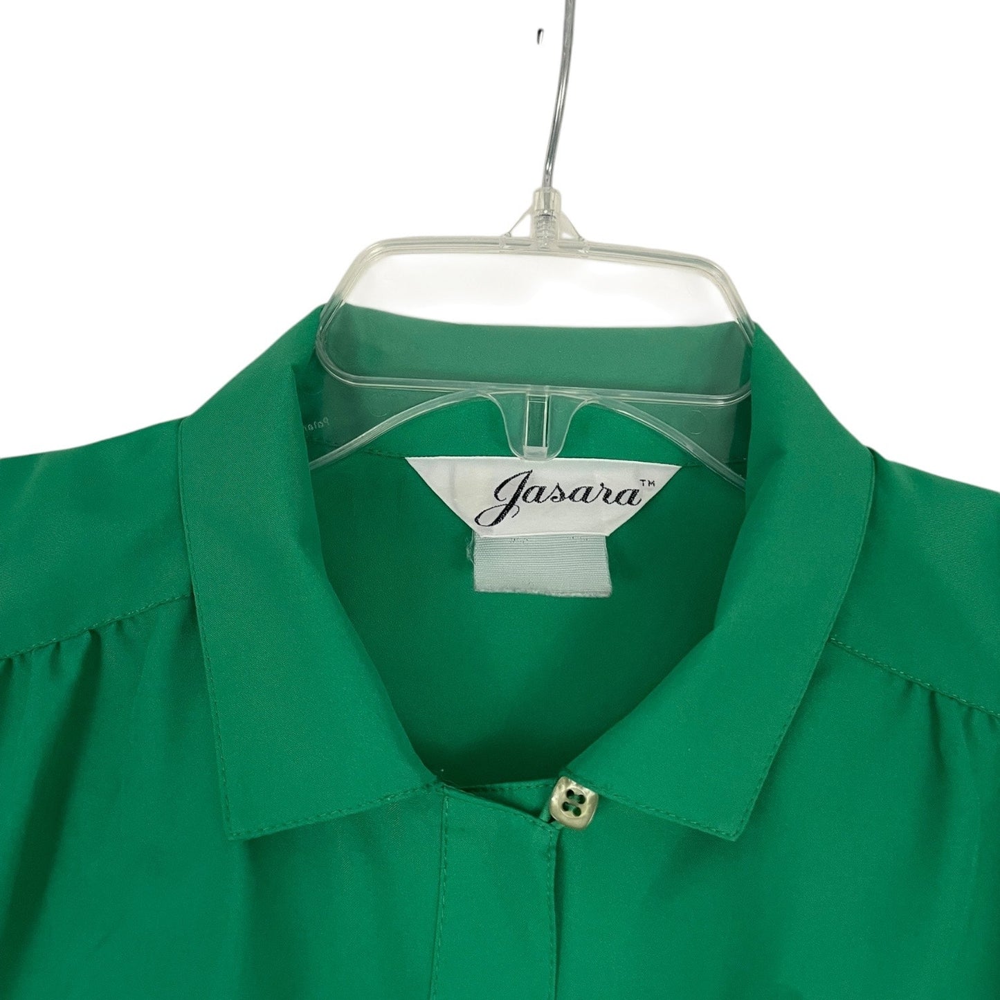 Jasara Vintage Green Short Sleeve Button Down Blouse