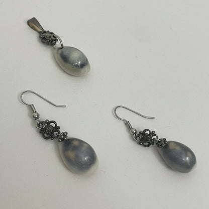 Shell Dangle Earrings & Matching Pendant Set