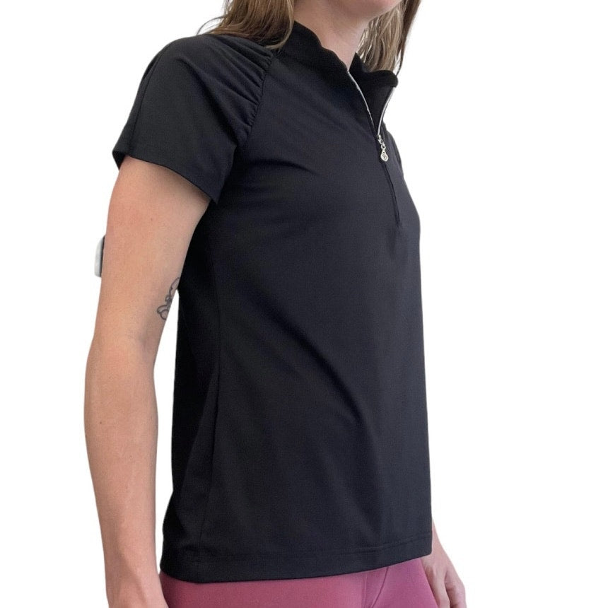 Sport Haley Black Short Sleeve Active Golf Quarter Zip Top