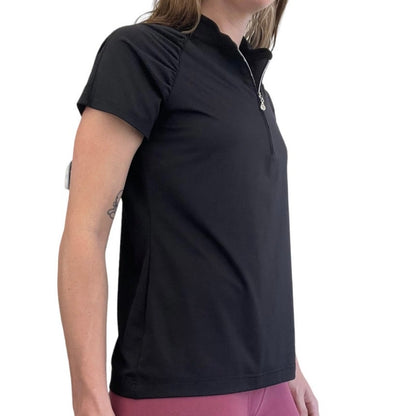 Sport Haley Black Short Sleeve Active Golf Quarter Zip Top