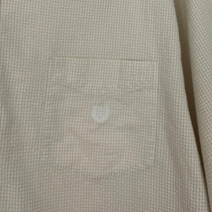 Chaps Mens Beige Micro-Gingham Short Sleeve Button Down Shirt
