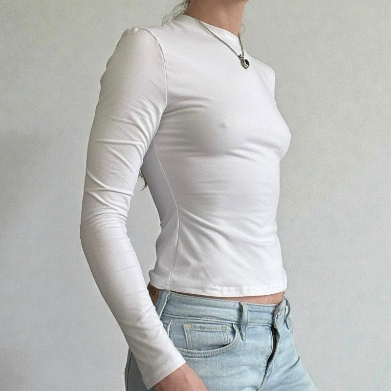 Yogingo White High Neck Long Sleeve Top
