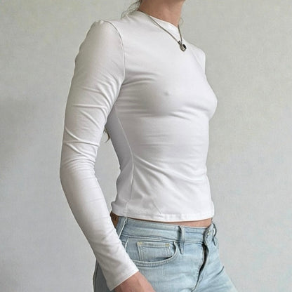 Yogingo White High Neck Long Sleeve Top