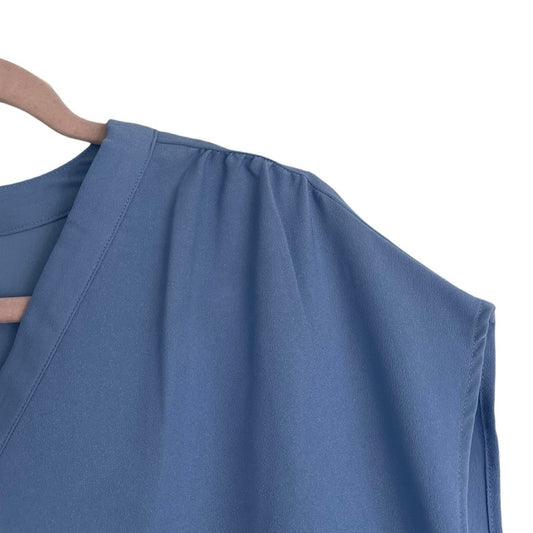 Banana Republic Sheer Blue Short Sleeve V-Neck Blouse