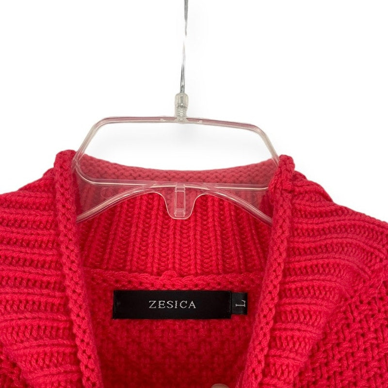 Zesica Bright Pink Knit High Neck Sweater